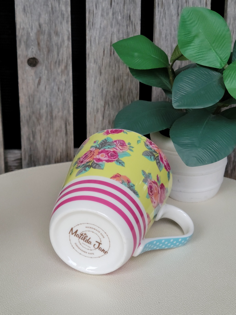 Matilda Jane Yellow Floral Mug with Pink Stripes - Picture 7 of 7